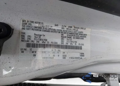 2014 Ford Focus Se z USA, uszkodzony, nr VIN 1FADP3F2XEL455506